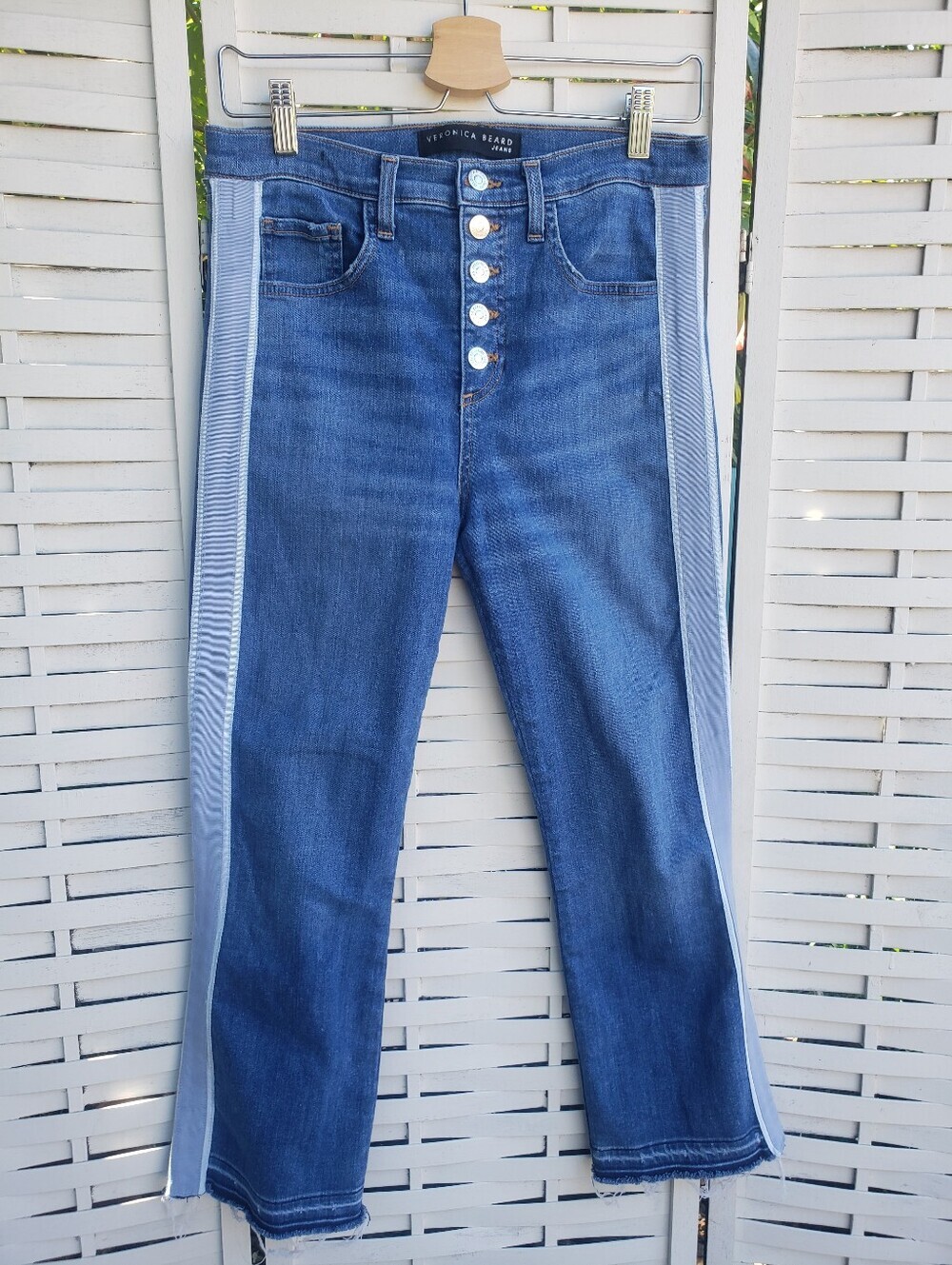 Veronica Beard Carolyn Baby Boot Flare Jeans with Button Front Size 29